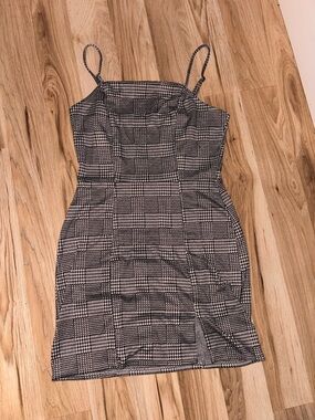 Ultra Flirt Black & White Plaid Mini Dress